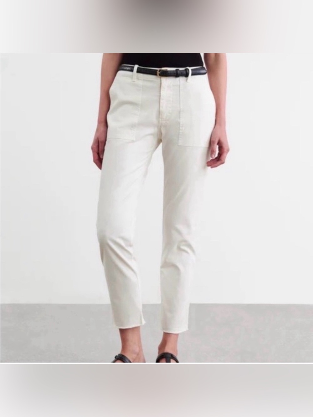 Nili Lotan Montaik white raw hem cropped pants size 2